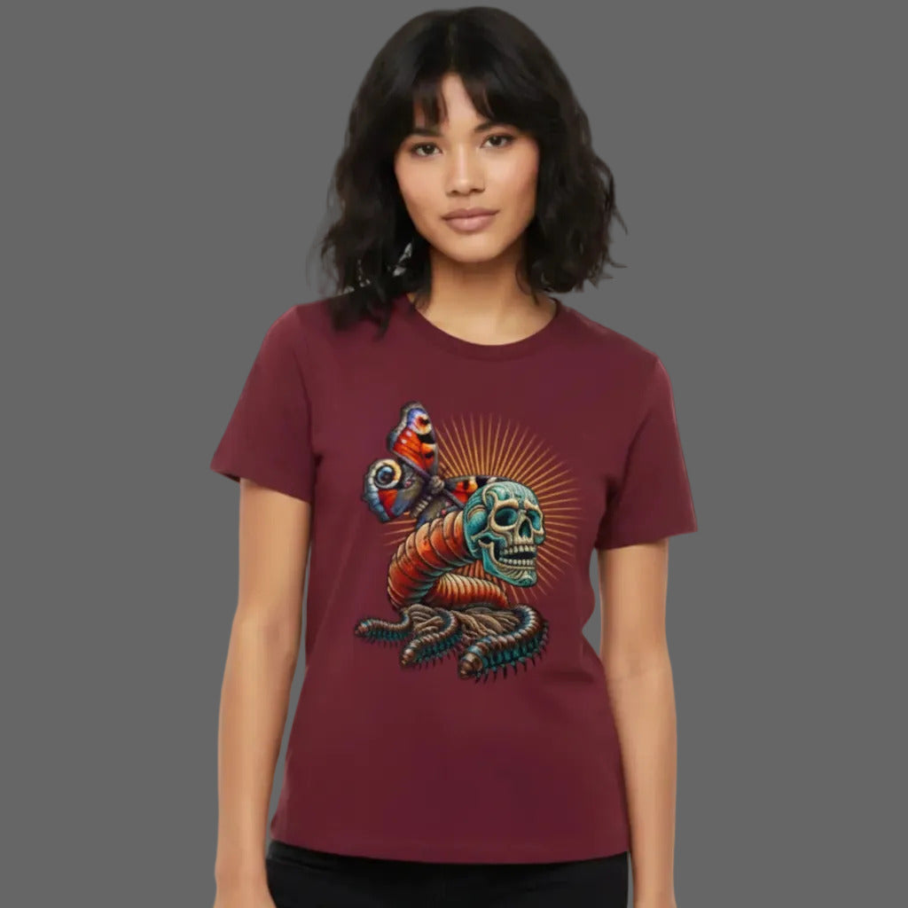 Toripros Wandel Kollektion – Wandel ONE Premium Organic Shirt Women in Burgunder, modernes Streetwear-Design mit starkem Statement