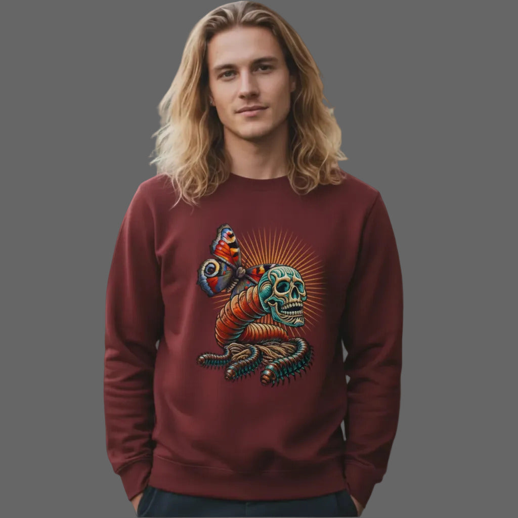  Toripros Wandel Kollektion – Wandel ONE Premium Organic Sweatshirt in Burgunder, modernes Streetwear-Design mit starkem Statement

