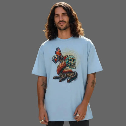  Toripros Wandel Kollektion – Wandel ONE Oversized Shirt in Babyblau, modernes Streetwear-Design mit starkem Statement
